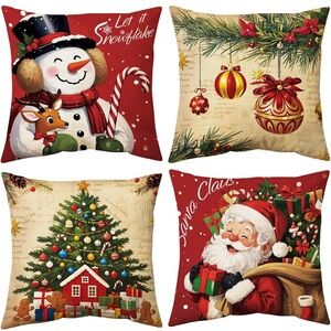 Festive Christmas Pillow Covers Set - Red and Green